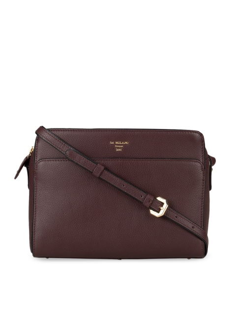 

Da Milano Maroon Solid Leather Sling Bag