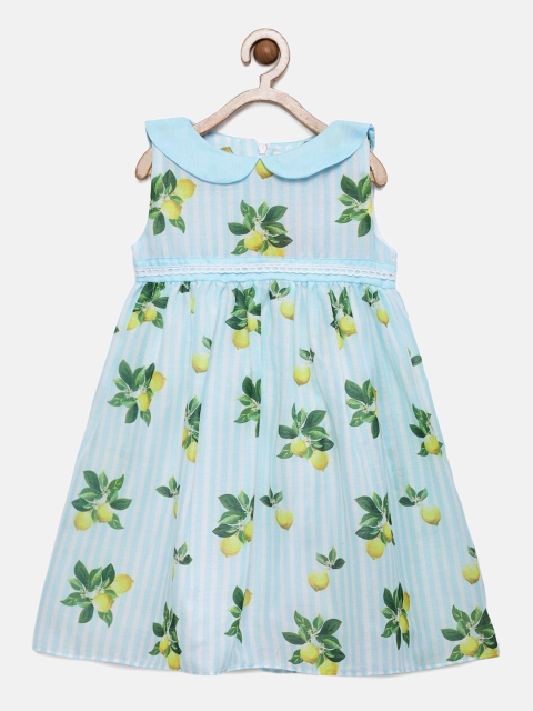 

mini miao Girls Blue Printed A-Line Dress