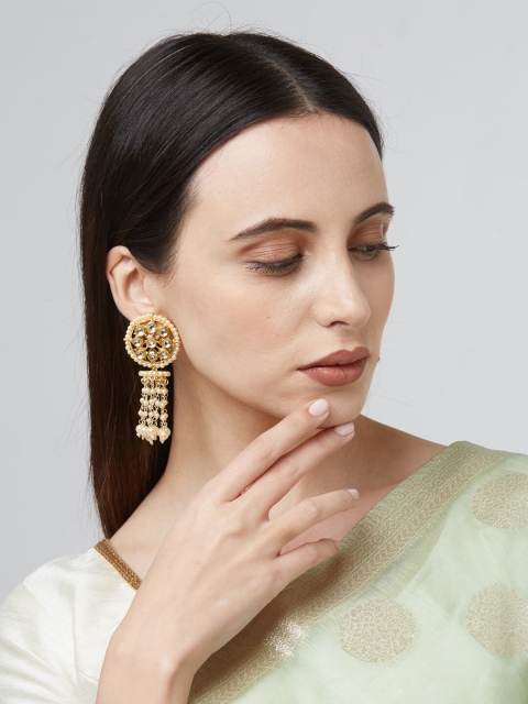 

Fida White Gold Plated Chandelier Contemporary Jhumkas
