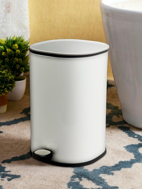 

OBSESSIONS White & Black Solid Stainless Steel Step Bin 5 Litre