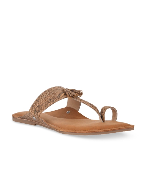 

SKO Men Brown Leather Kolhapuris Comfort Sandals