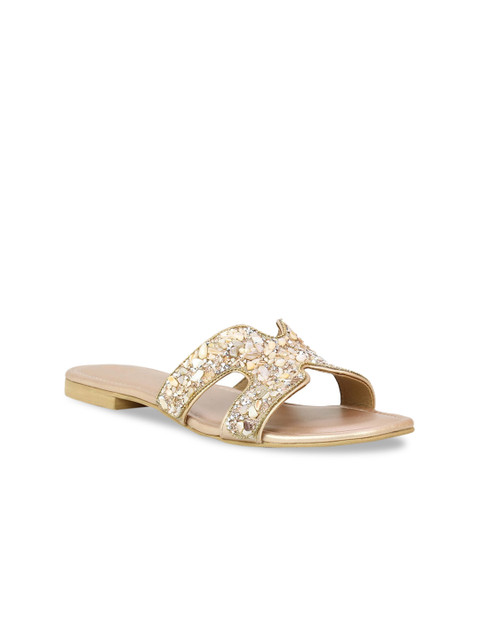 

Inc 5 Women Copper-Toned Embellished Open Toe Flats