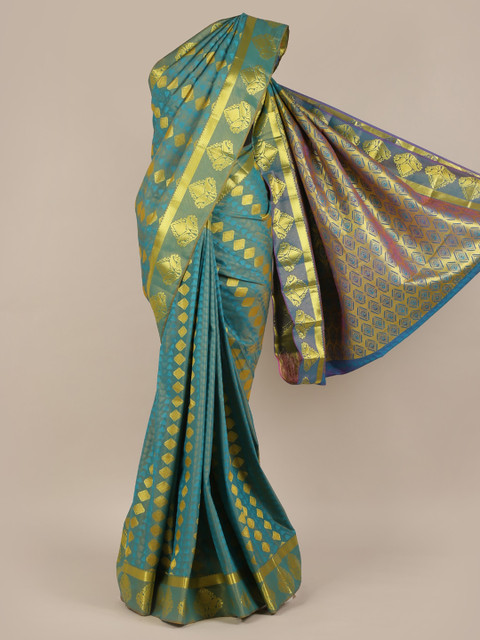 

Pothys Blue & Gold-Toned Art Silk Woven Design Saree