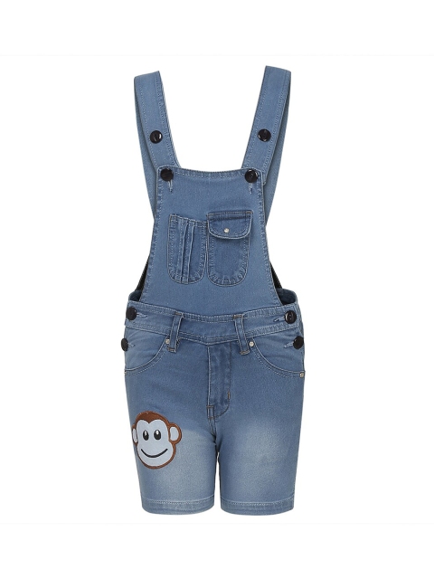 

FirstClap Unisex Kids Blue Solid Knee Length Denim Dungaree