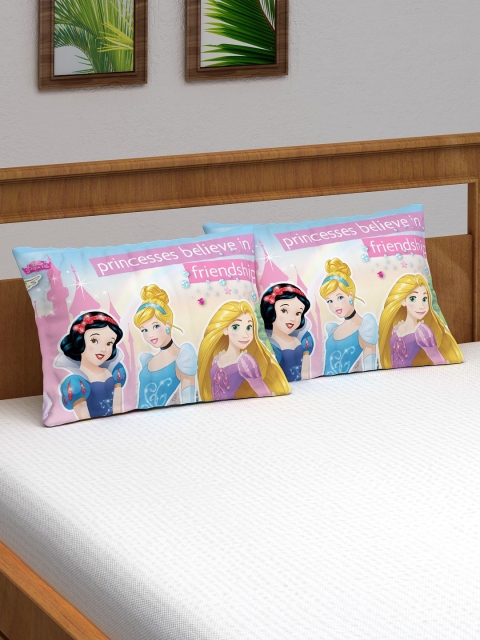 

Disney Kids Set Of 2 Pink & Blue Princess Printed Pillow Covers