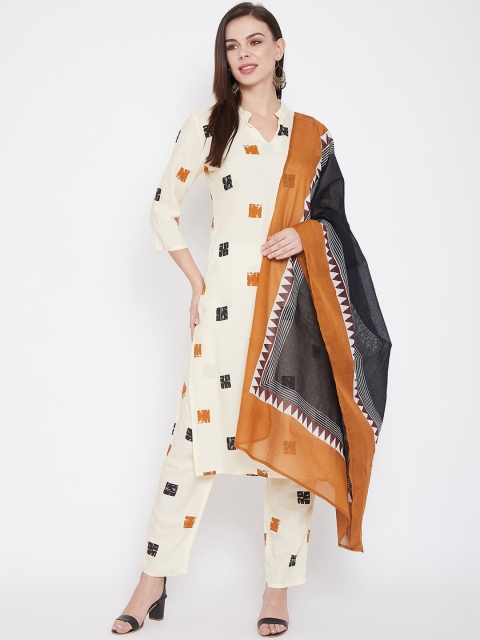 

Prakhya Women Off-White Printed Kurta with Trousers & Dupatta