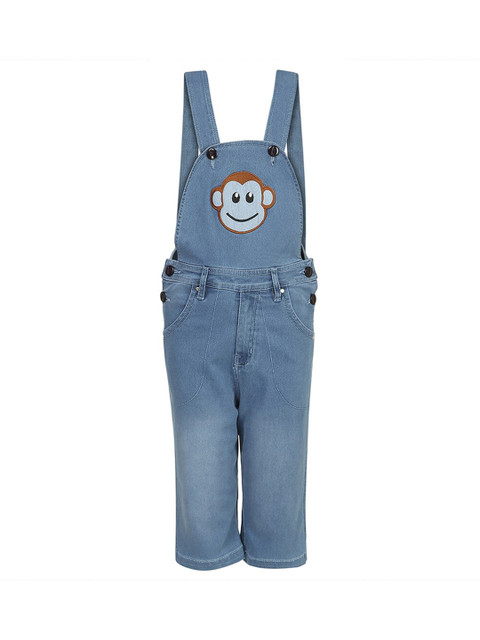 

FirstClap Kids Blue Solid Knee Length Denim Dungarees