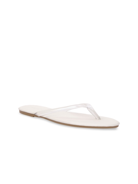 

FOREVER 21 Women White Solid Open Toe Flats