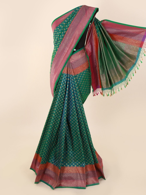 Pothys Green & Pink Pure Silk Woven Design Banarasi Saree