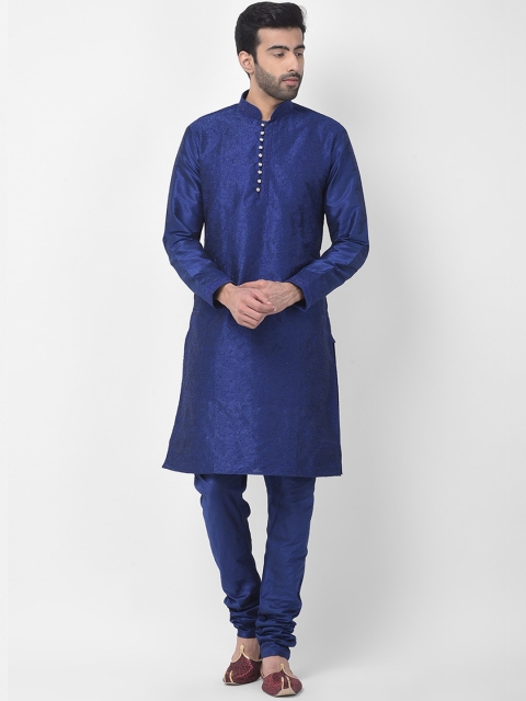 

SG LEMAN Men Blue Woven Design Kurta with Churidar