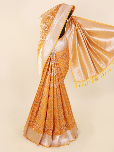 Pothys Mustard Pure Silk Woven Design Banarasi Saree
