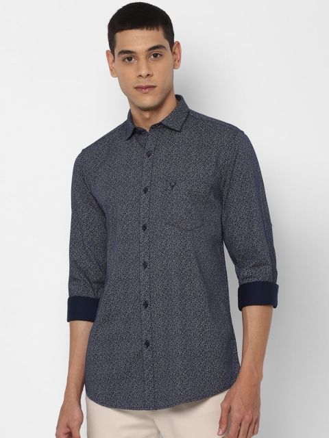 

Allen Solly Men Navy Blue Slim Fit Printed Casual Pure Cotton Shirt
