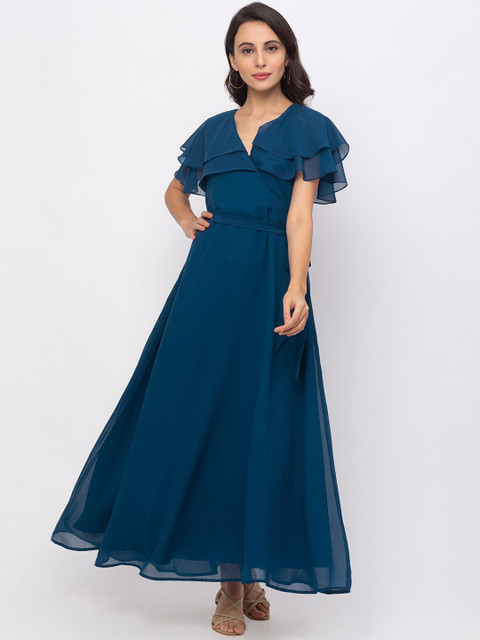 

Iti Women Blue Solid Maxi Dress