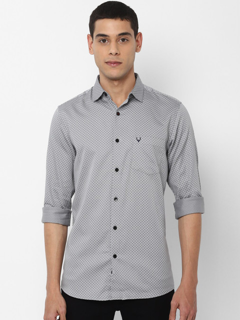 

Allen Solly Men Grey Slim Fit Checked Casual Shirt