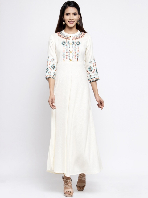 

Kiaasa Women Off-White Embroidered Anarkali Kurta