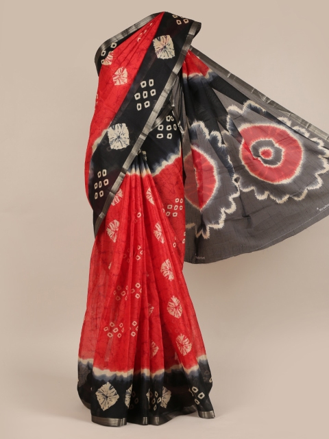 

Pothys Red Printed Jute Silk Saree