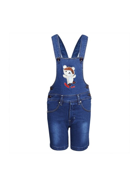 

FirstClap Kids Blue Solid Denim Dungarees