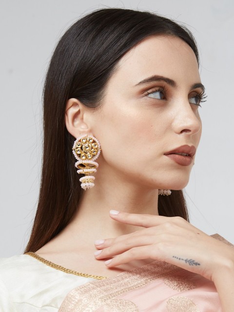 

Fida Pink Gold Plated Handcrafted Contemporary Jhumkas