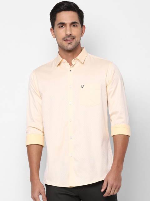 

Allen Solly Men Peach-Coloured Slim Fit Self Design Casual Cotton Shirt