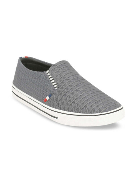

Ferraiolo Men Grey Striped Slip-On Sneakers