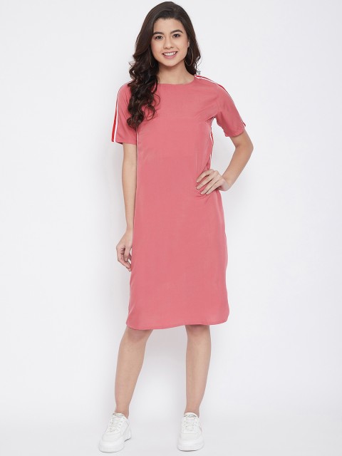 

CHROME & CORAL Women Peach-Coloured Solid A-Line Dress