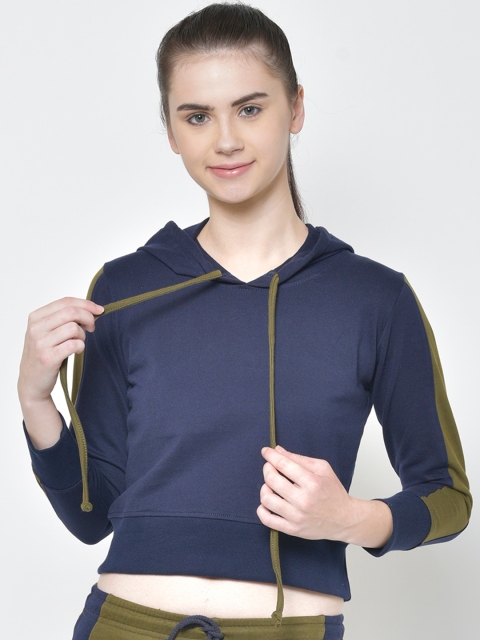 

American-Elm Women Navy Blue Solid Sweatshirt