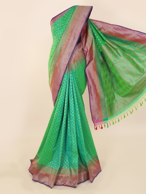 

Pothys Green Pure Silk Woven Design Banarasi Saree