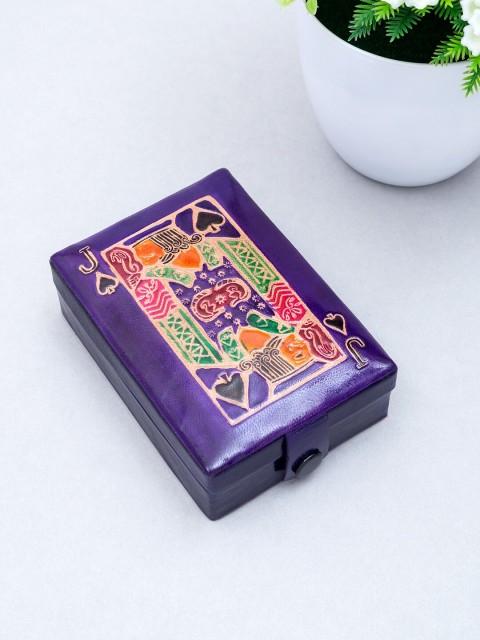 

Golden Peacock Purple & Pink Handpainted Leather Jewellery Organiser