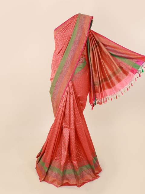 

Pothys Pink & Green Pure Silk Woven Design Banarasi Saree
