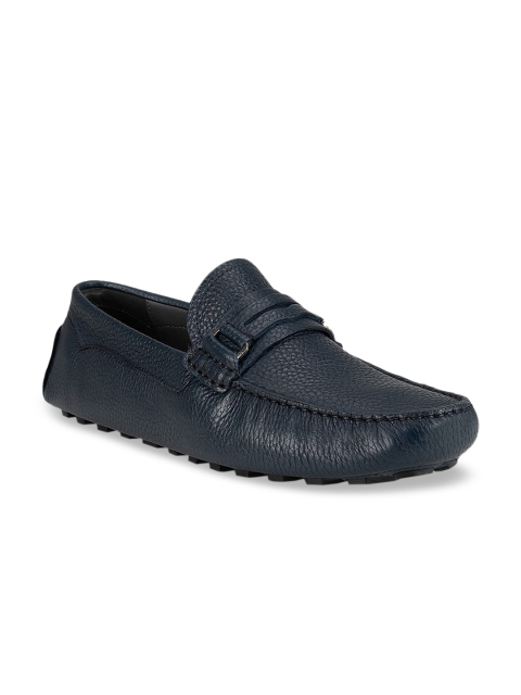 

ROSSO BRUNELLO Men Blue Solid Leather Formal Loafers