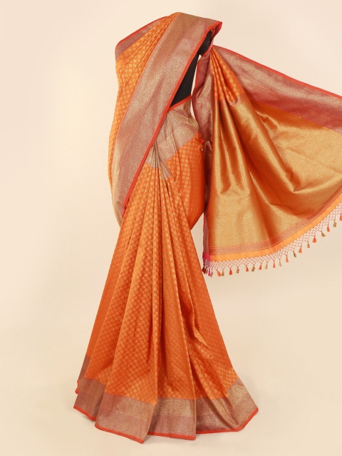 

Pothys Orange Pure Silk Woven Design Banarasi Saree