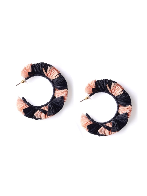 

Foxy Sperks Black & Pink Circular Half Hoop Earrings