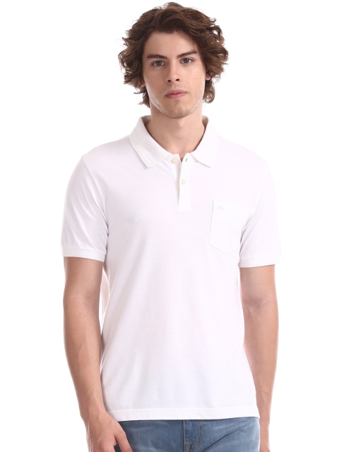 

AD By Arvind Men White Solid Polo Collar T-shirt