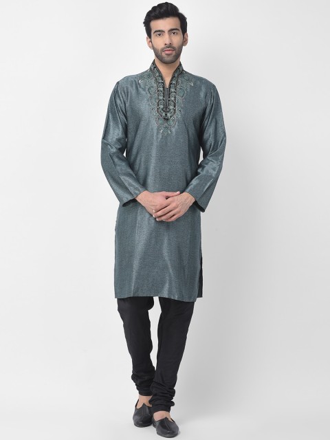 

SG LEMAN Men Green Yoke Design Kurta with Pyjamas