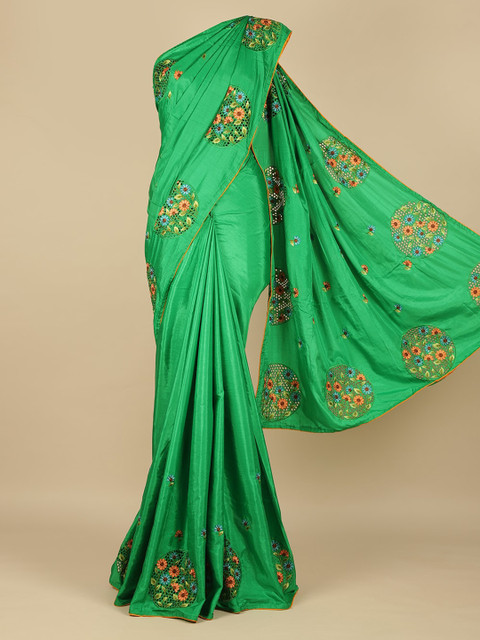 

Pothys Green Embroidered Art Silk Saree