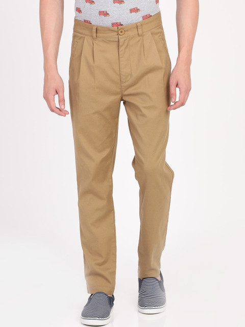 

Breakbounce Men Khaki Slim Fit Solid Regular Trousers