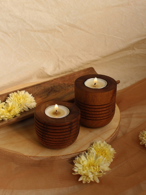 

Studio Indigene Set of 2 Brown Bowl Tea-Light Candle Holders