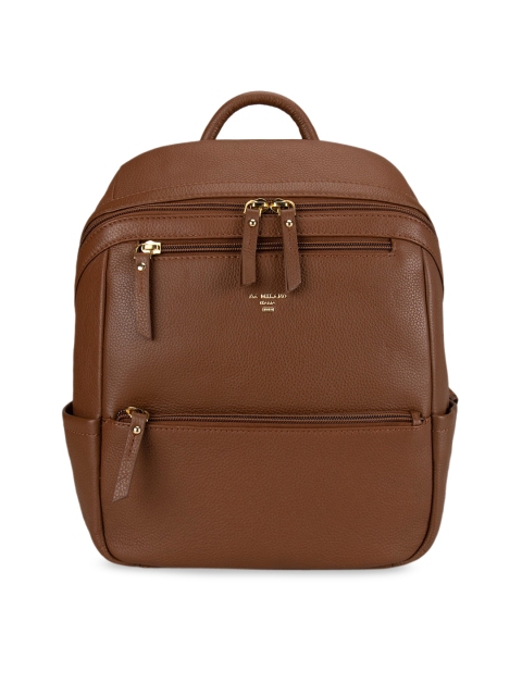 

Da Milano Unisex Brown Solid Leather Backpack