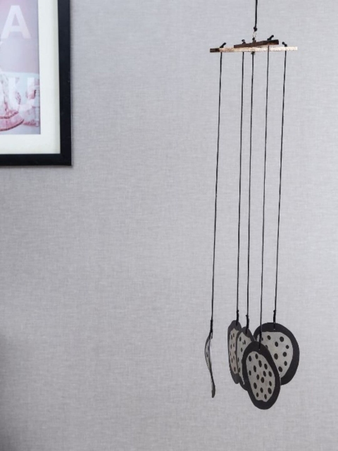 

Unravel India Black & White Printed Round 5 Wings Windchime