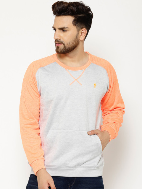 

EPPE Men Grey & Orange Solid Sweatshirt