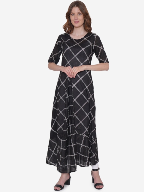 

Vedic Women Black & White Checked A-Line Kurta