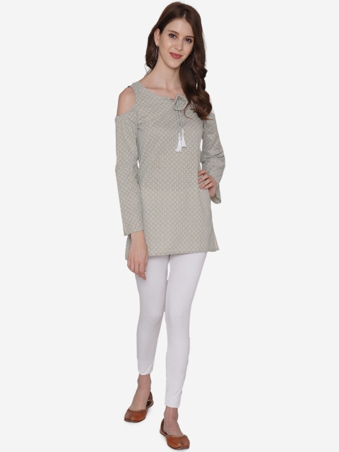 

Vedic Women Grey Printed Straight Kurta