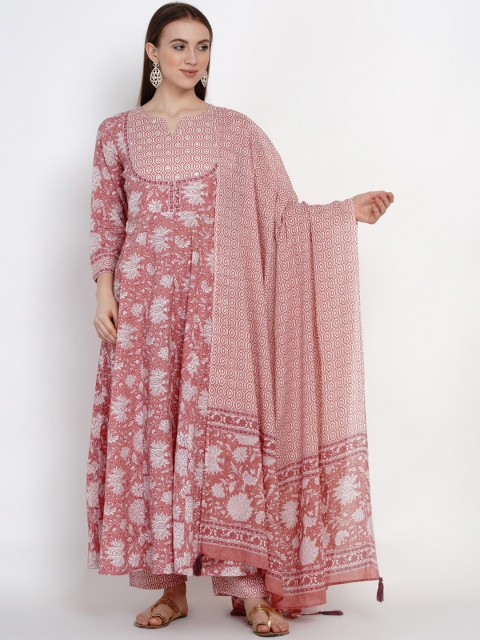 

Yuris Women Pink & White Printed Kurta with Palazzos & Dupatta