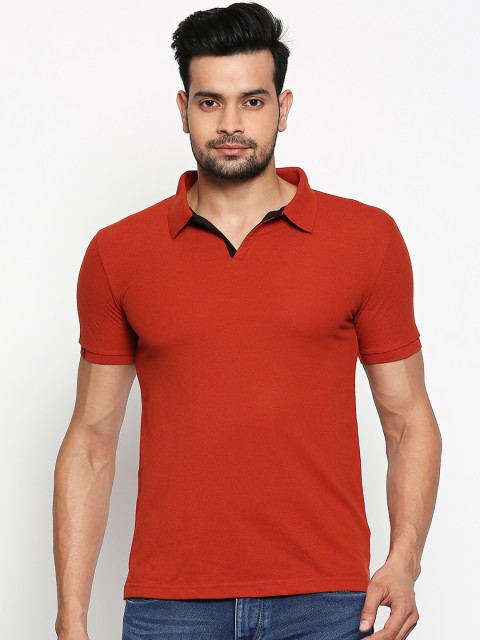 

Integriti Men Orange Solid Polo Collar T-shirt