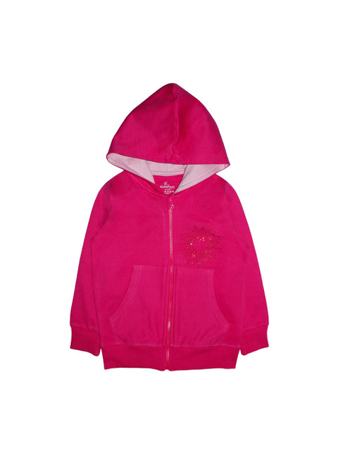 

KiddoPanti Girls Fuchsia Pink Embellished Hooded Sweatshirt