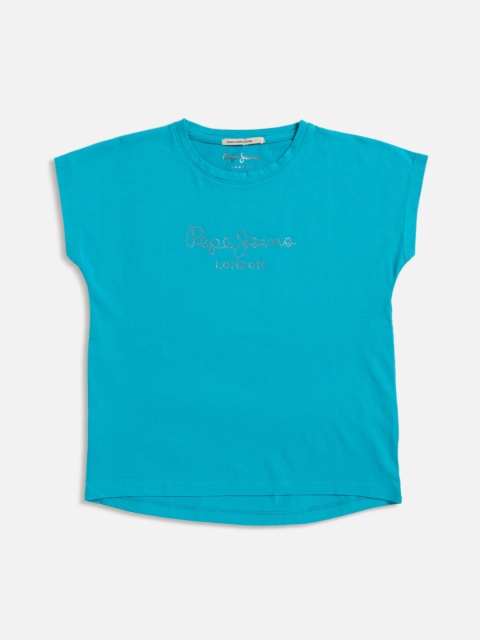 

Pepe Jeans Girls Blue Printed Round Neck T-shirt