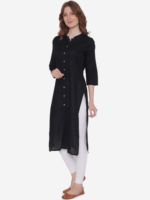 

Vedic Women Black Solid Straight Kurta