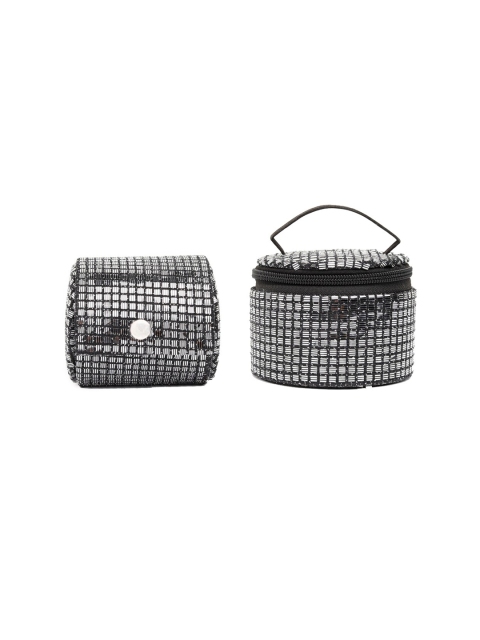 

Vdesi Women Set of 2 Grey & Black Checked Jewellery Organisers