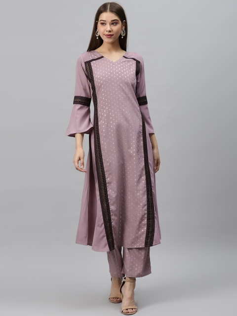 

ZIYAA Women Mauve Woven Design A-Line Kurta