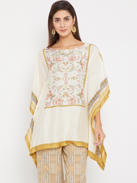 

The Kaftan Company Women Beige & Yellow Palampore Print Kaftan Tunic